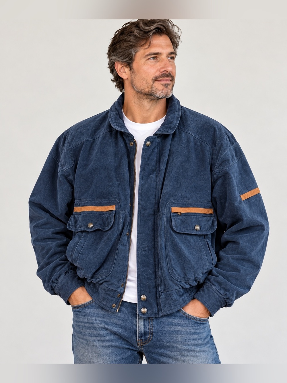 Vintage Ash Creek Trading men’s jacket in size Medium 100% Suede Leather Blue